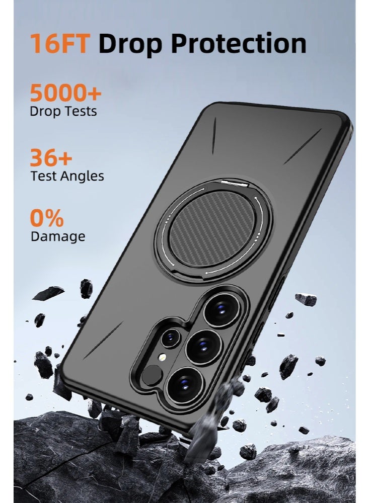 لحافظة Samsung S26 Ultra، متوافق مع حامل الخاتم، غطاء خلفي شبه شفاف غير لامع مقاوم للصدمات، حافظة هاتف رقيقة ودقيقة للحماية الكاملة لجهاز Galaxy S26 Ultra (أسود) - Image 3